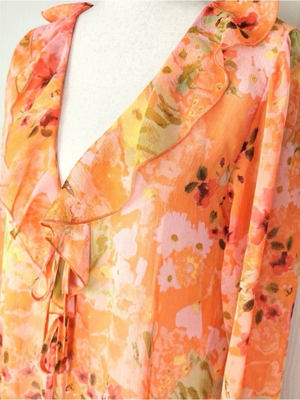 ๐ Wild Fable Orange Floral Ruffle Cover-Up XL ๐ - Picture 5 of 14